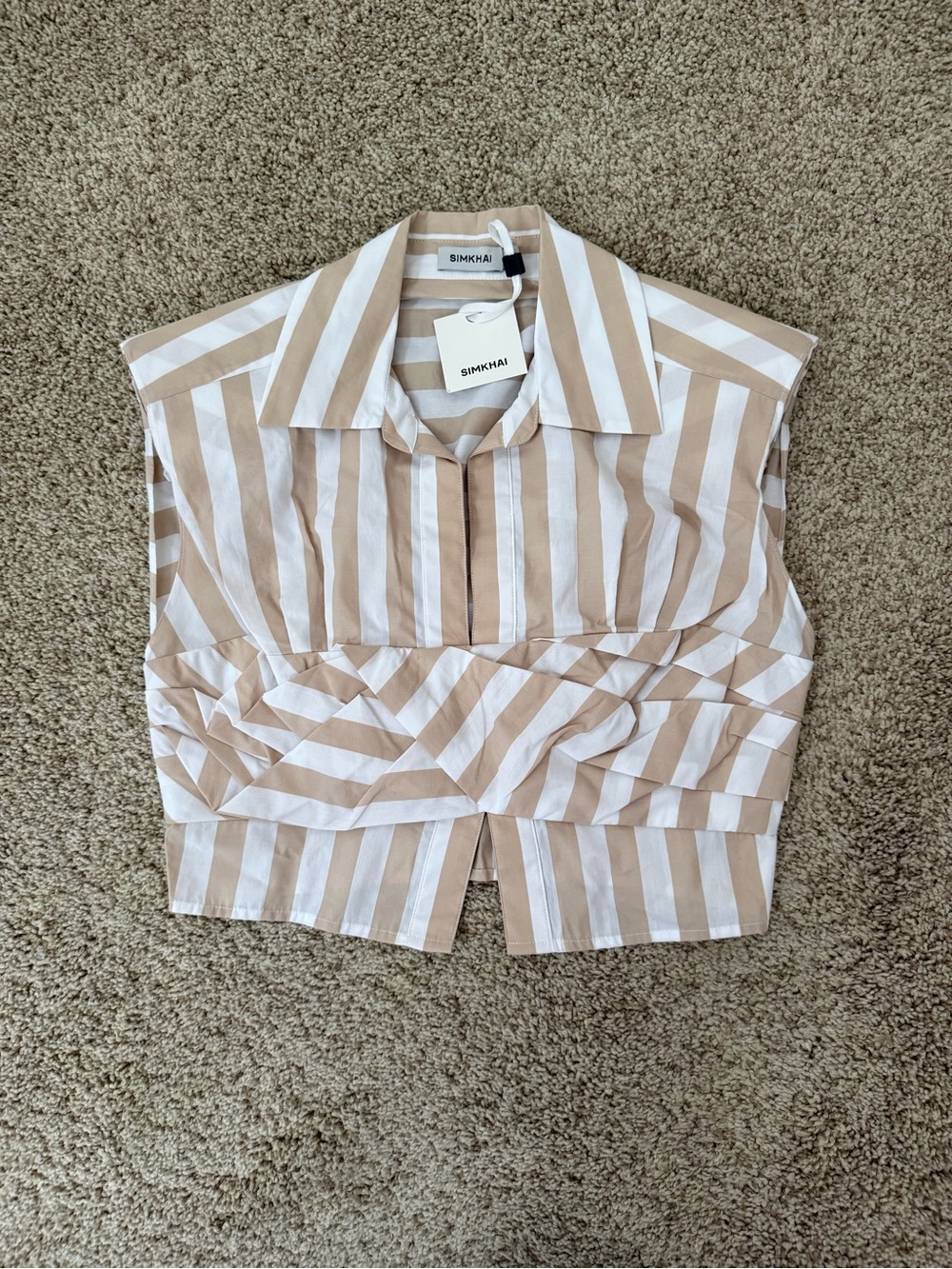 NWT Simkhai Emie Cropped 100% Cotton Box Sleeve Top Size 2